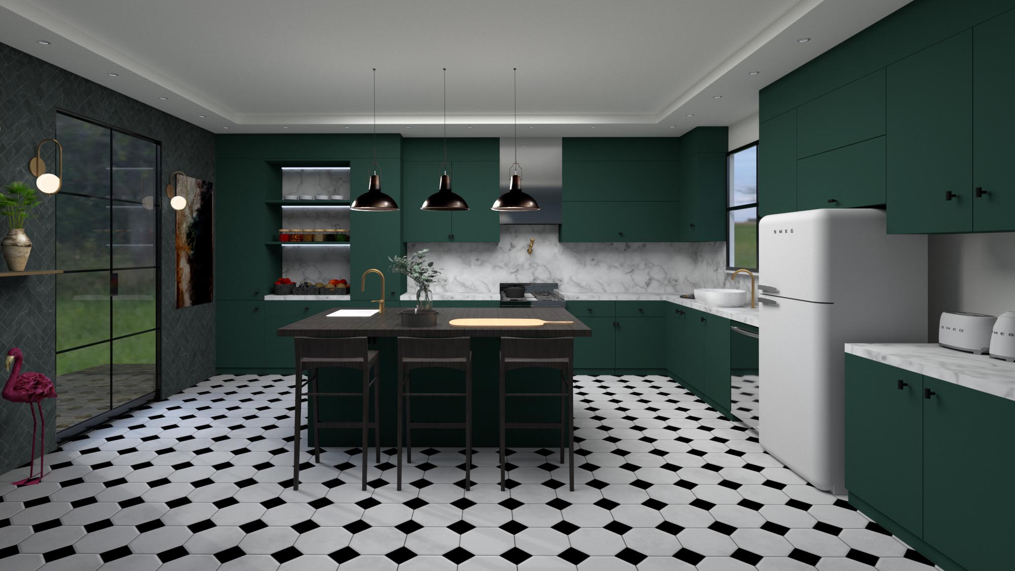 green kitchen 1